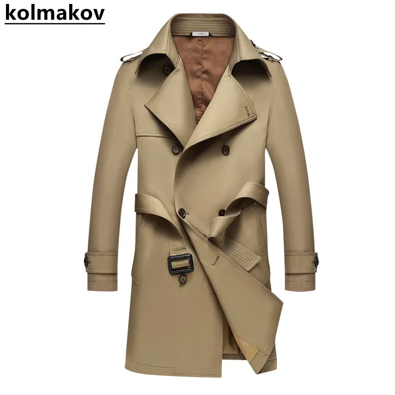 

2022 Autumn/Winter New Men's Fashion Casual Solid Color Double Breasted Long Trench Coat Thickened Loose High Quality Coat M-4XL