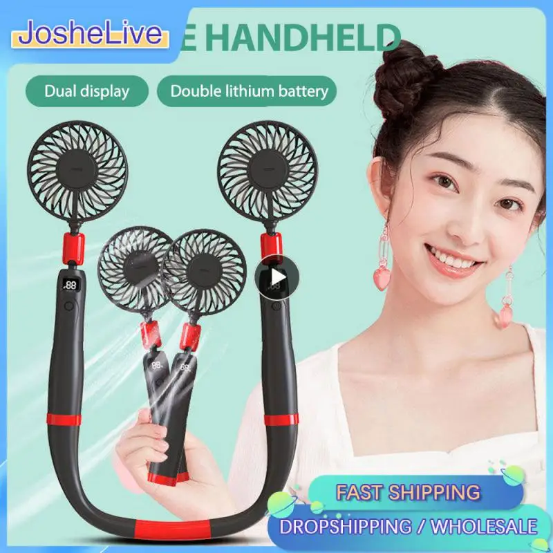 

Two-in-one Hanging Fans Air Cooler Cooling Wearable Neckband Fans Mini Neck Fan Portable Folding Fan Rechargeable Sports