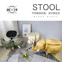 cartoon animal stool rhino elephant calf wooden small bench baby sofa shoe stool with storage home decoration furniture