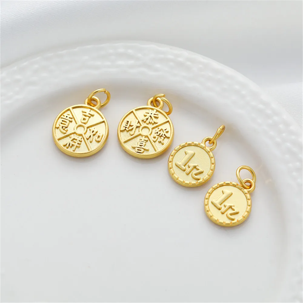 

18k gold clad matte gold congratulations 100 million round charm tag diy bracelet necklace charm pendant jewelry accessories
