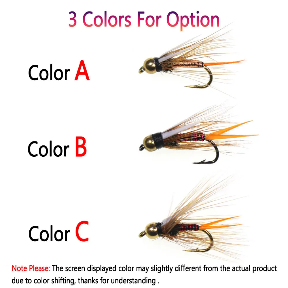 Bimoo 5 шт./коробка 12 # латунная бусина головка принца Нимфа петух Hackle