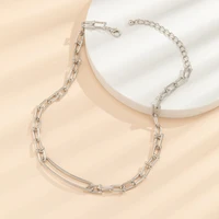 fashion jewelry choker necklace hot sale hip hop punk style golden silvery plated metal chain necklace for women female gifts