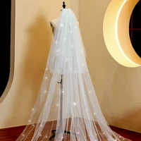 shiny yarn boda2022 charming pearl veil new wedding accessories bride white veil two layer real shot