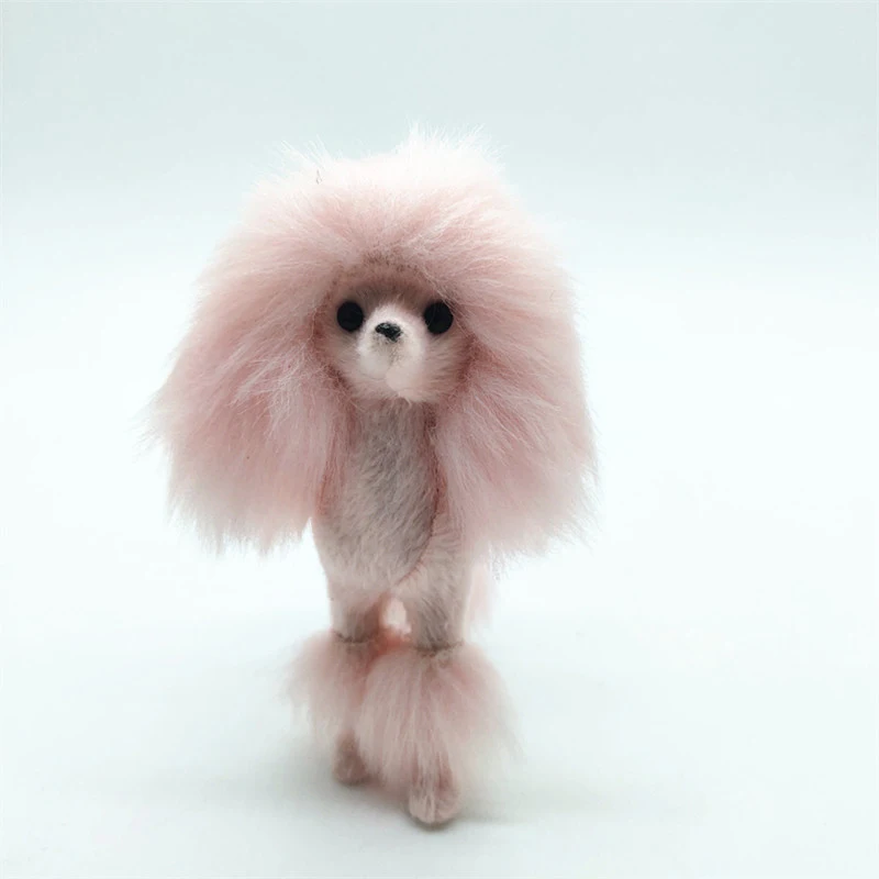 

1pc 4 Inch Pink Poodle Figure Simulation Dog Plush Toys Gift Crafts Home Decoration Living Room Decoration 11*9cm