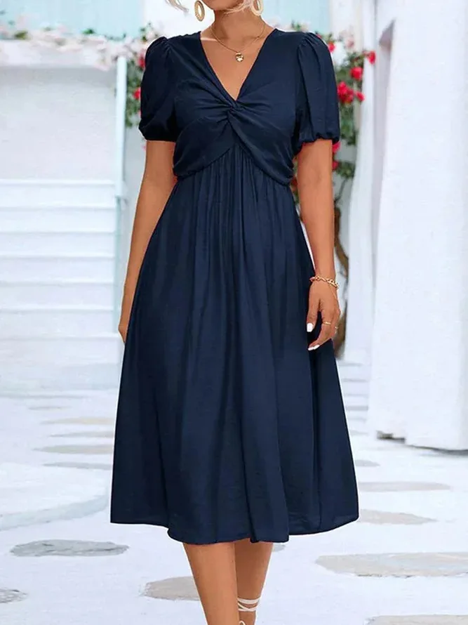 

2023 Independent Station Best-Selling New European and American V-neck Elegant High Waist Casual Dress