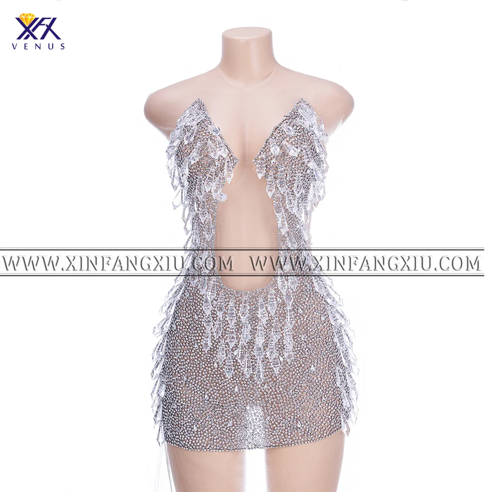 XFX VENUS 1 шт. серебряное свадебное платье с вышивкой и кристаллами золотая