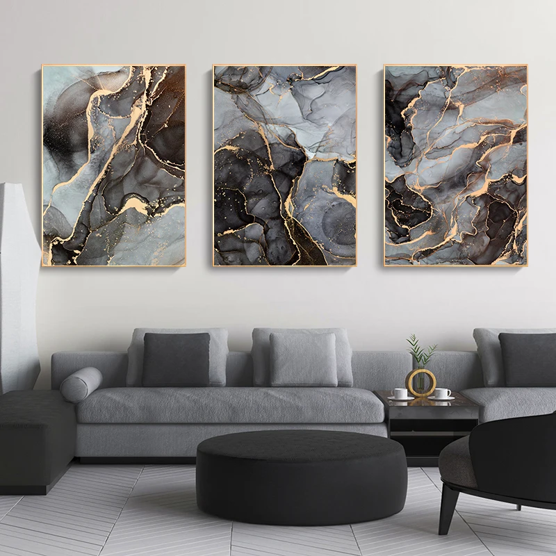 

Natural Luxury Golden Swirls Texture Alcohol Ink Canvas Print Fluid Art Painting Wall Pictures for Living Room Decoration