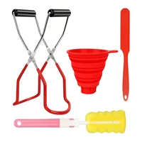4pcs canning supplies canning jar lifter tongs foldable funnel sponge brush and jam spatula for kitchen canning kits