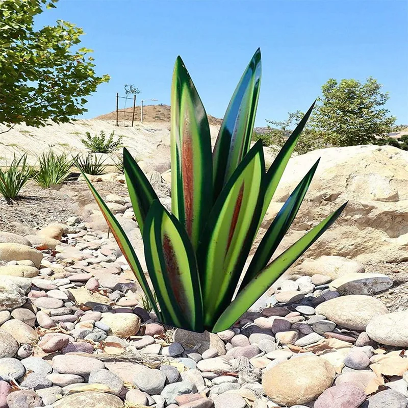

1 PCS Green Tequila Rustic Sculpture DIY Metal Agave Plants Outdoor Garden Aesthetic Signs Yard Art Decoration A