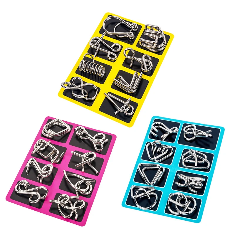 

8Pcs/Set Metal Montessori Puzzle Wire IQ Mind Brain Teaser Puzzles Children Interactive Reliever Educational Toys Jigsaw Puzzle