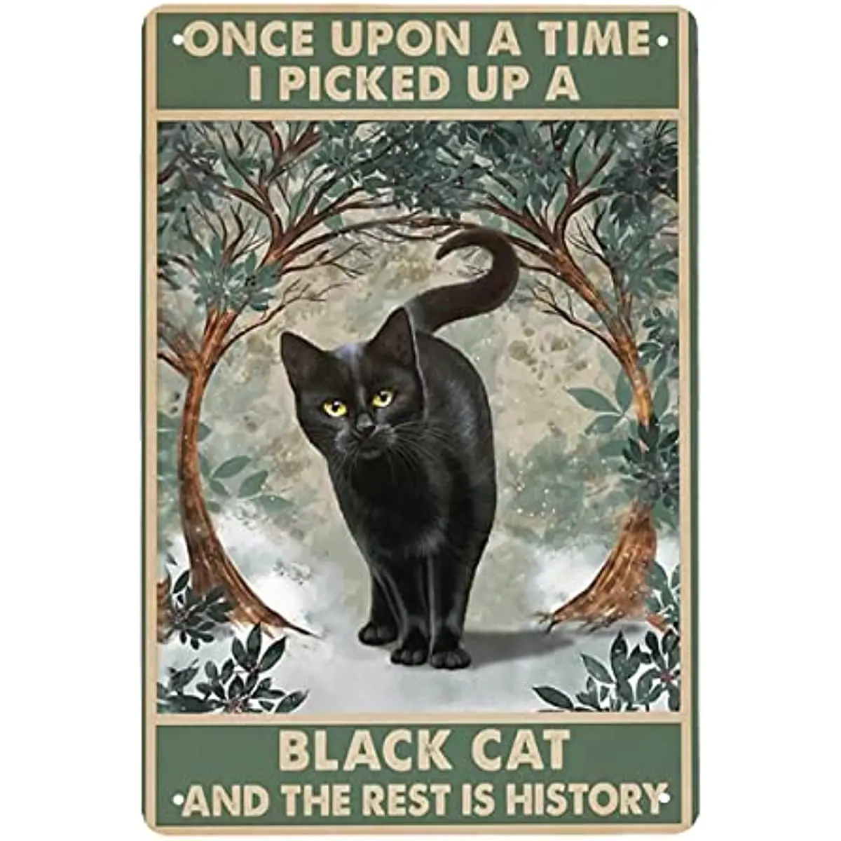 

Vintage Metal Tin Sign Once Upon a Time I Picked Up a Black Cat and The Rest is History Retro Metal Tin Sign for Home Wall Decor