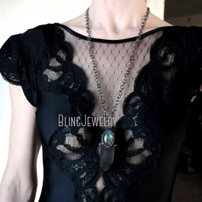 10 шт. ожерелье из дымчатого кварца Лабрадорита талисман Викка ведьма эмо