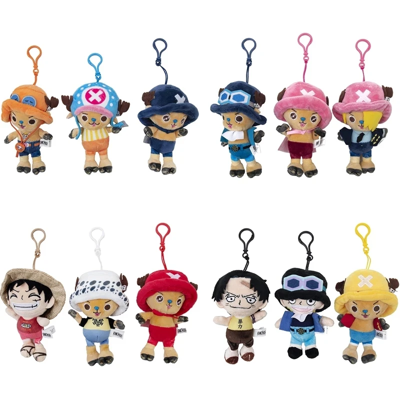 

12CM One Piece Anime Figures Cosplay Plush Keychain Ornaments Luffy Chopper Ace Law Cute Doll Cartoon Stuffed Pendants Toy Gifts