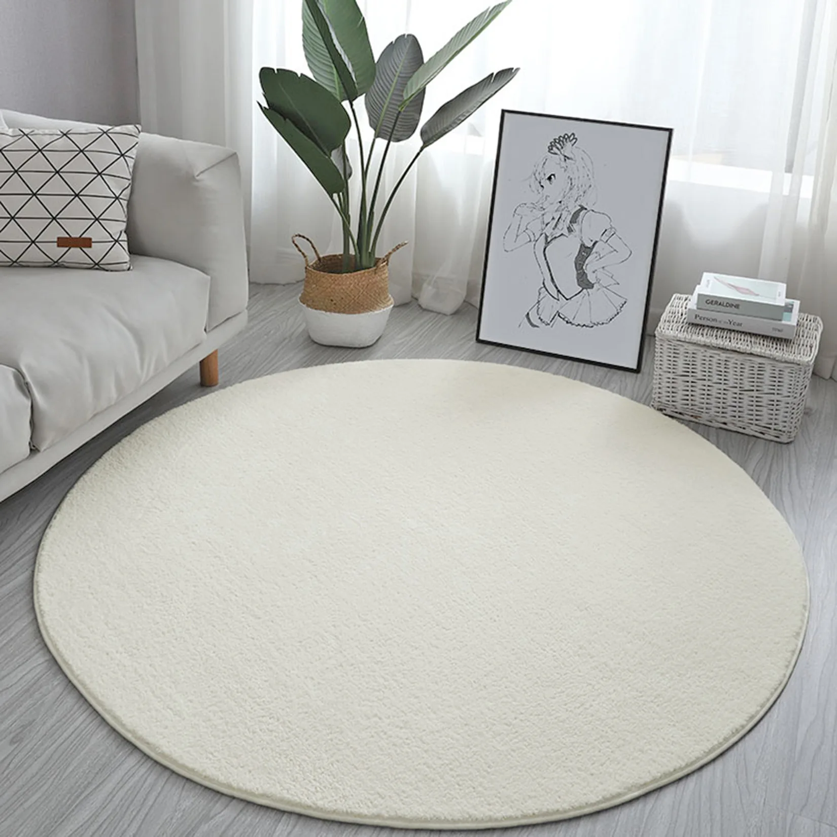 

Bedside Rug Bedroom Carpet Girl Room Solid Color Round Floor Mat Living Room Sofa Side Area Rugs Home Decor Persian Carpet