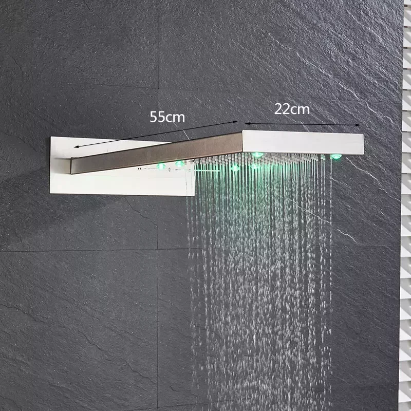 

NEW2023 латунная насадка для душа, светодиодная или не дождевая насадка для душа «Водопад», настенное крепление, черный, золотой, хромированный...