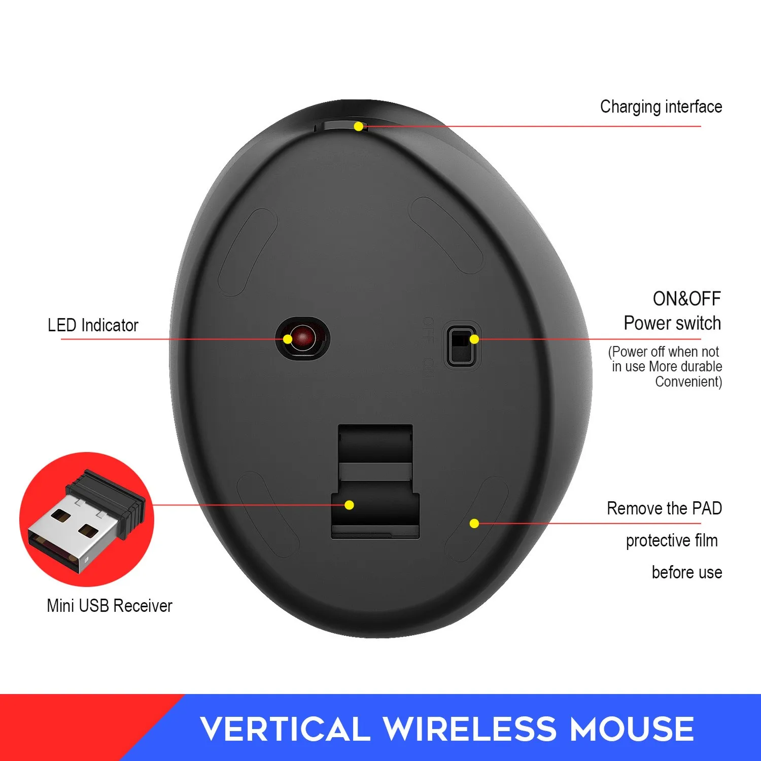 wireless gaming mouse ergonomic rechargeable gamer mause 7 key magic vertical usb mouse for pc laptop notebook computer desktop free global shipping