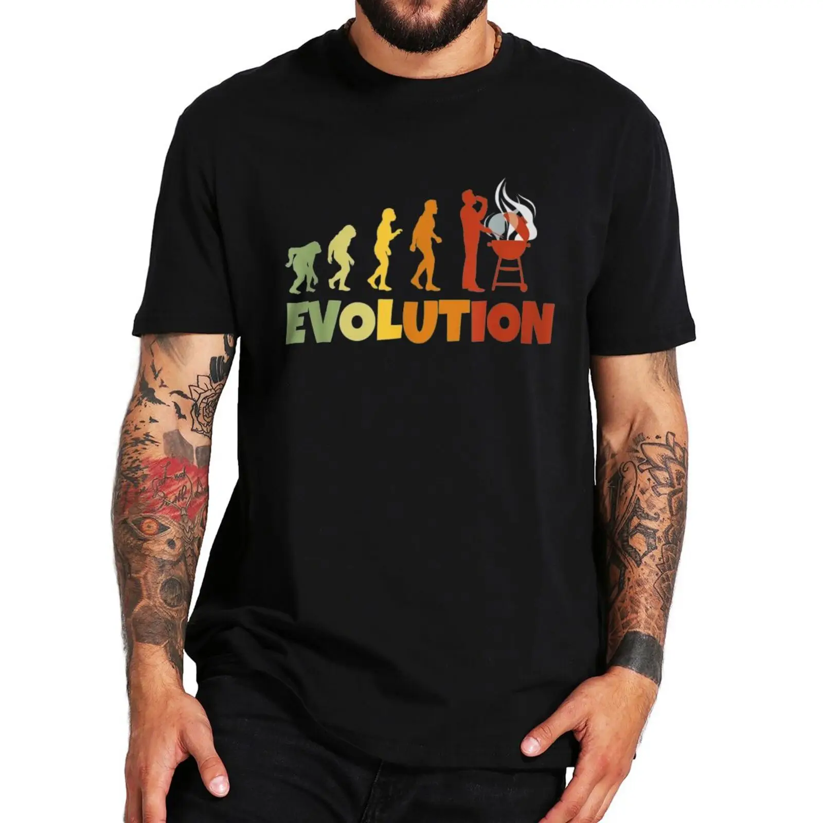 

Evolution Of The BBQ Meat Smoker T-shirt Funny Barbecue Lovers Graphic Vintage Tee Tops Summer 100% Cotton Soft Unsex T Shirt