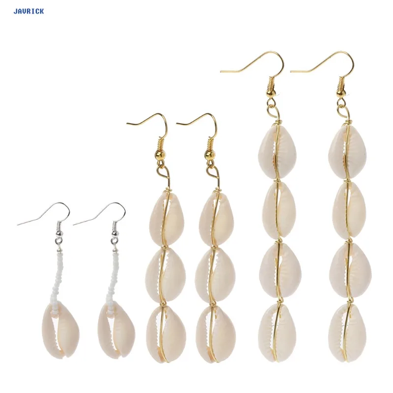 

JAVRICK Bohemian Natural Cowrie Shell Pendant Drop Earrings Beach Jewelry for Women