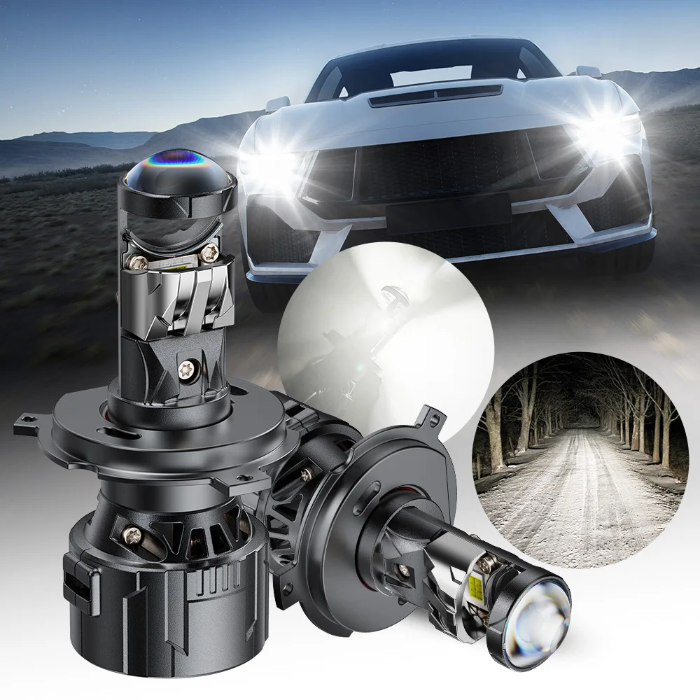

AUXITO 2 шт. 90 Вт Высокомощная светодиодная лампа для фар H4 для автомобиля Мото Фара с линзой Turbo LED H7 Лампа для проектора Canbus 25000LM
