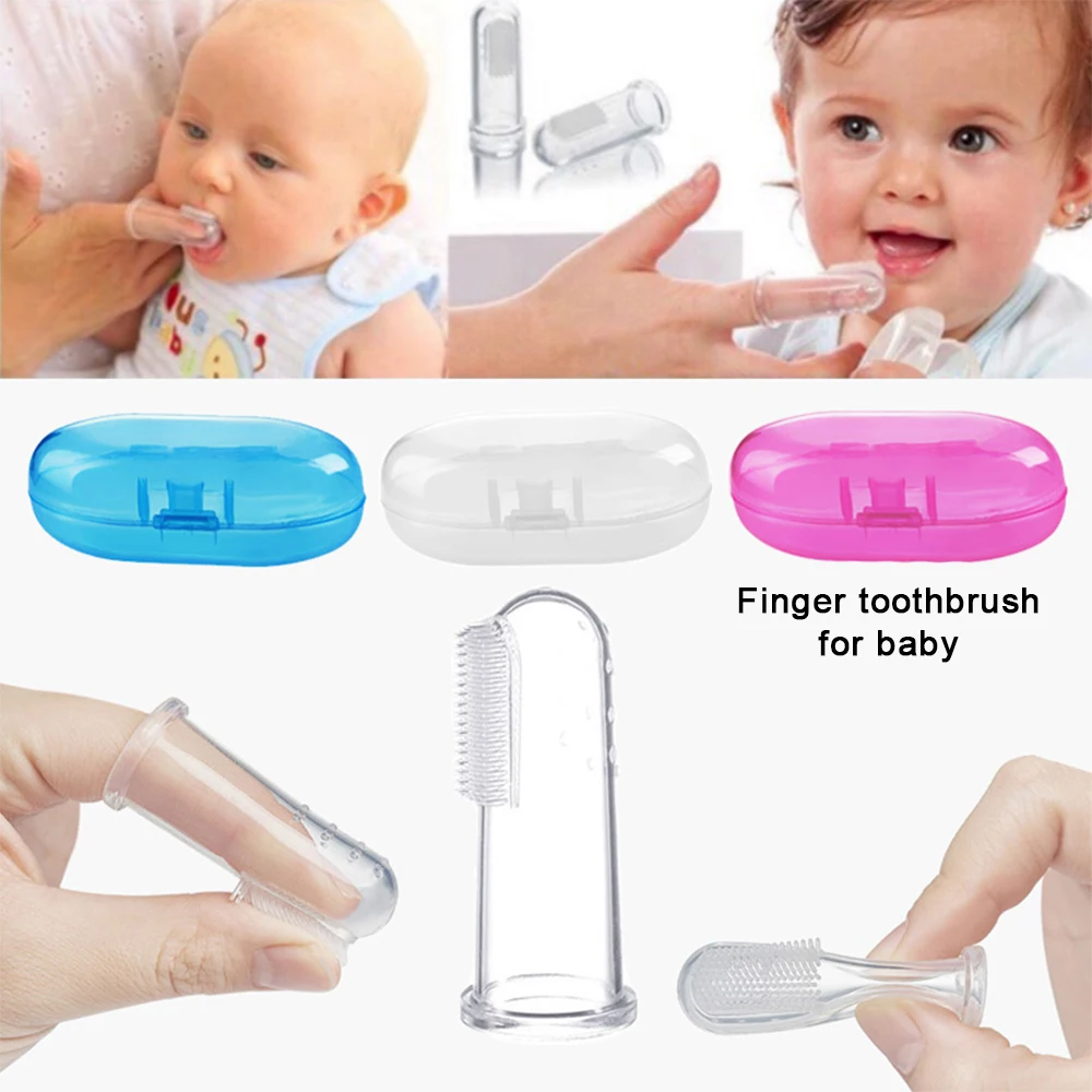 

Baby Soft Silicone Finger Toothbrush & Box Child Gum Cleaning Teeth Clear Massage Infant Silica Gel Cleaning Brush Health Care