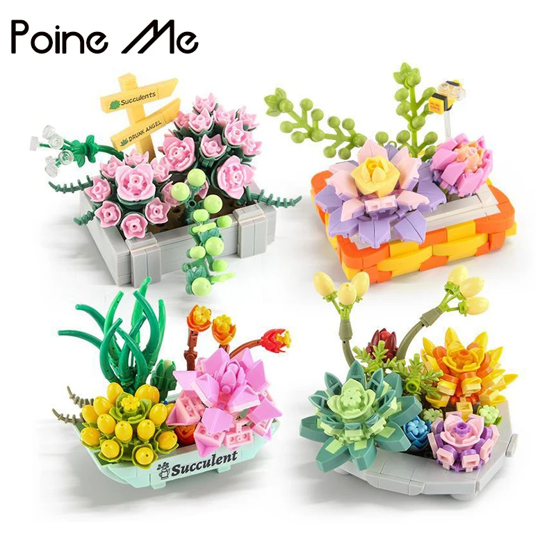 

Poine Me Mini Bouquet Building Blocks Flowers Succulent Bonsai 3D Model Home Decoration Children's Assembly Toy Girl Gift