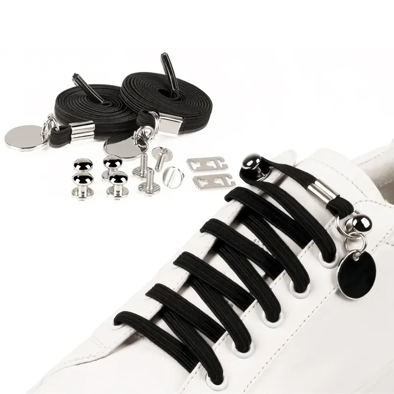 17 Colors No Tie Shoelaces Elastic Buckle Trendy Quick Lock Shoe Lacing System Shoestrings