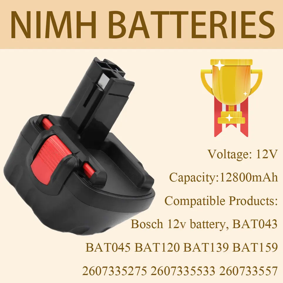 

12800mAh BAT411 Compatible with Bosch 12 V battery GBA12V30 BAT420 BAT411A BAT412 2607336013 2 60733 60 Li-ion battery pack