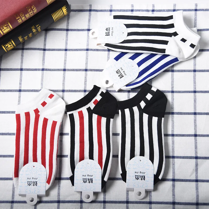 Spring And Summer Leisure Sports Cotton Boat Socks For Men And Women Vertical Terms Couple Low Top Short Mouth Antibacterial