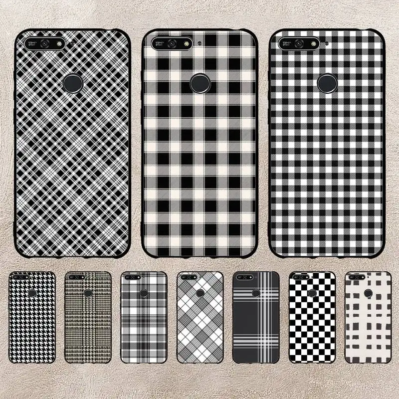 

Black White Plaid Phone Case For Xiaomi 11 10 12Spro A2 A2lite A1 9 9SE 8Lite 8explorer F1 Poco 12S Ultra Cove
