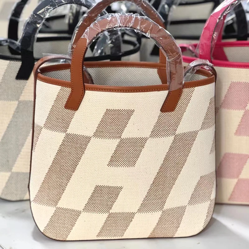 

Handbag Tote Canvas Parallelogram High-Density Three-Dimensional Embroidered Plaid One-Shoulder Messenger Female