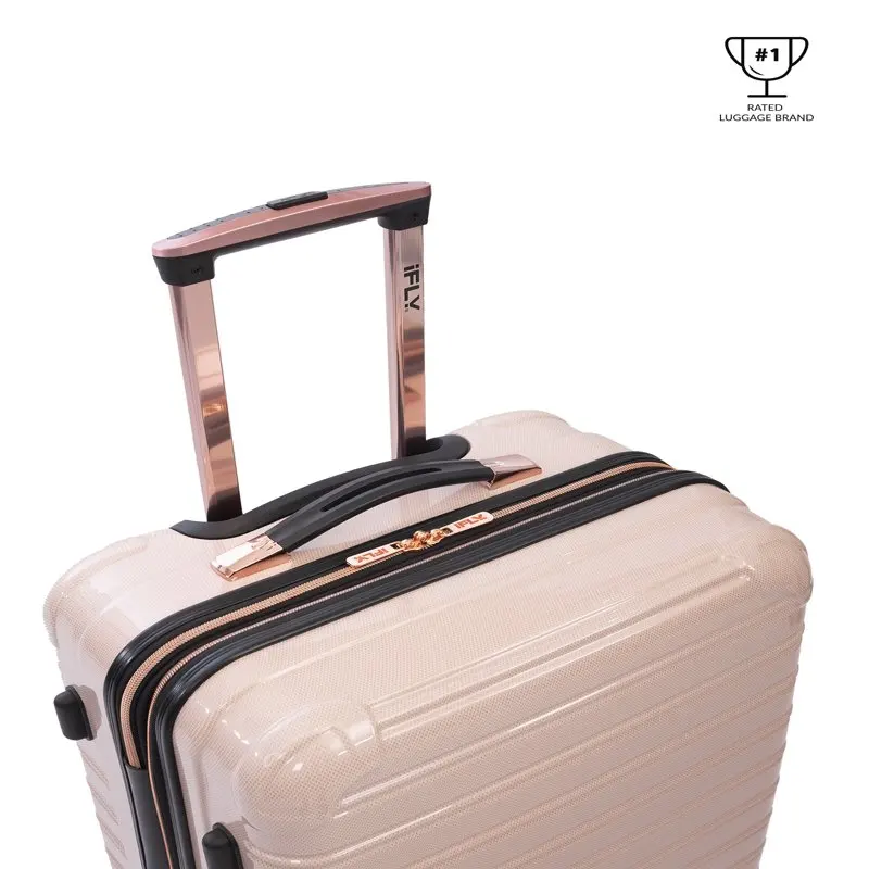 Hardside Luggage Fibertech 24 Inch Checked Luggage, Blush/Rose Gold