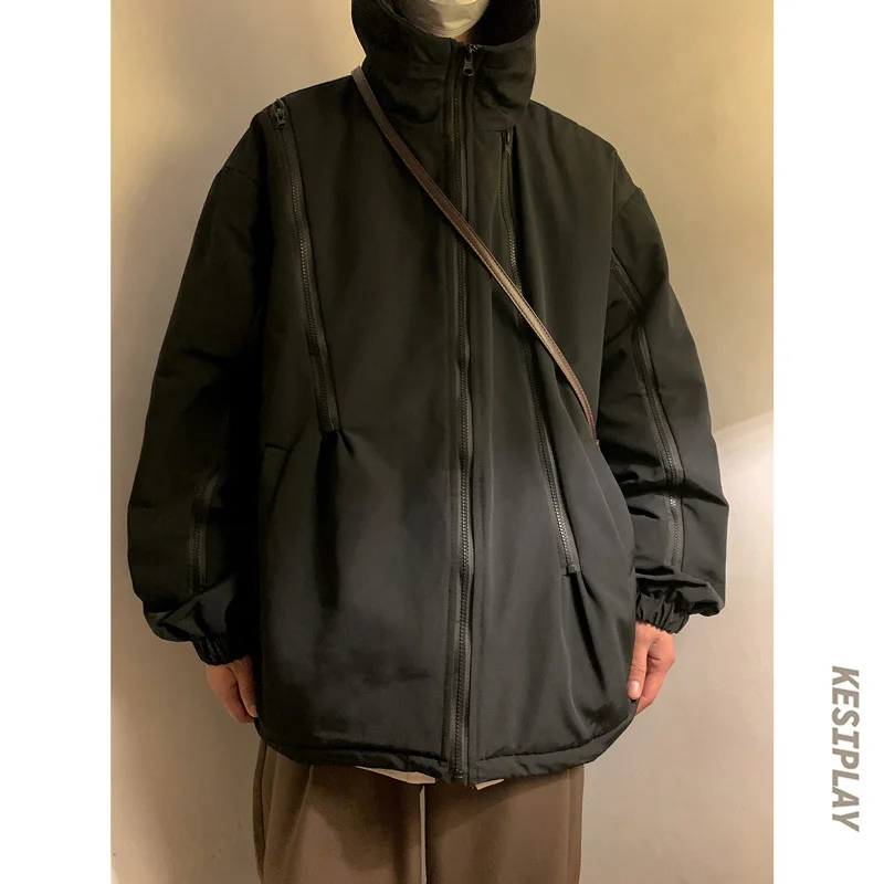 Winter Jacket Men Warm Fashion 4-color Thicken Hooded Jacket Men Streetwear Korean Loose Thick Short Coat Mens Parker M-3XL