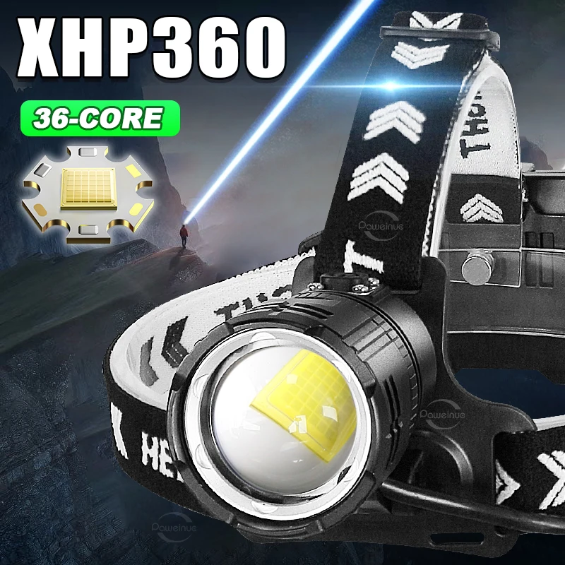 

Super XHP360 LED Headlamp Powerful Headlight Flashlight 18650 USB Rechargeable Head Light Zoomable Waterproof Head Lamp Lantern