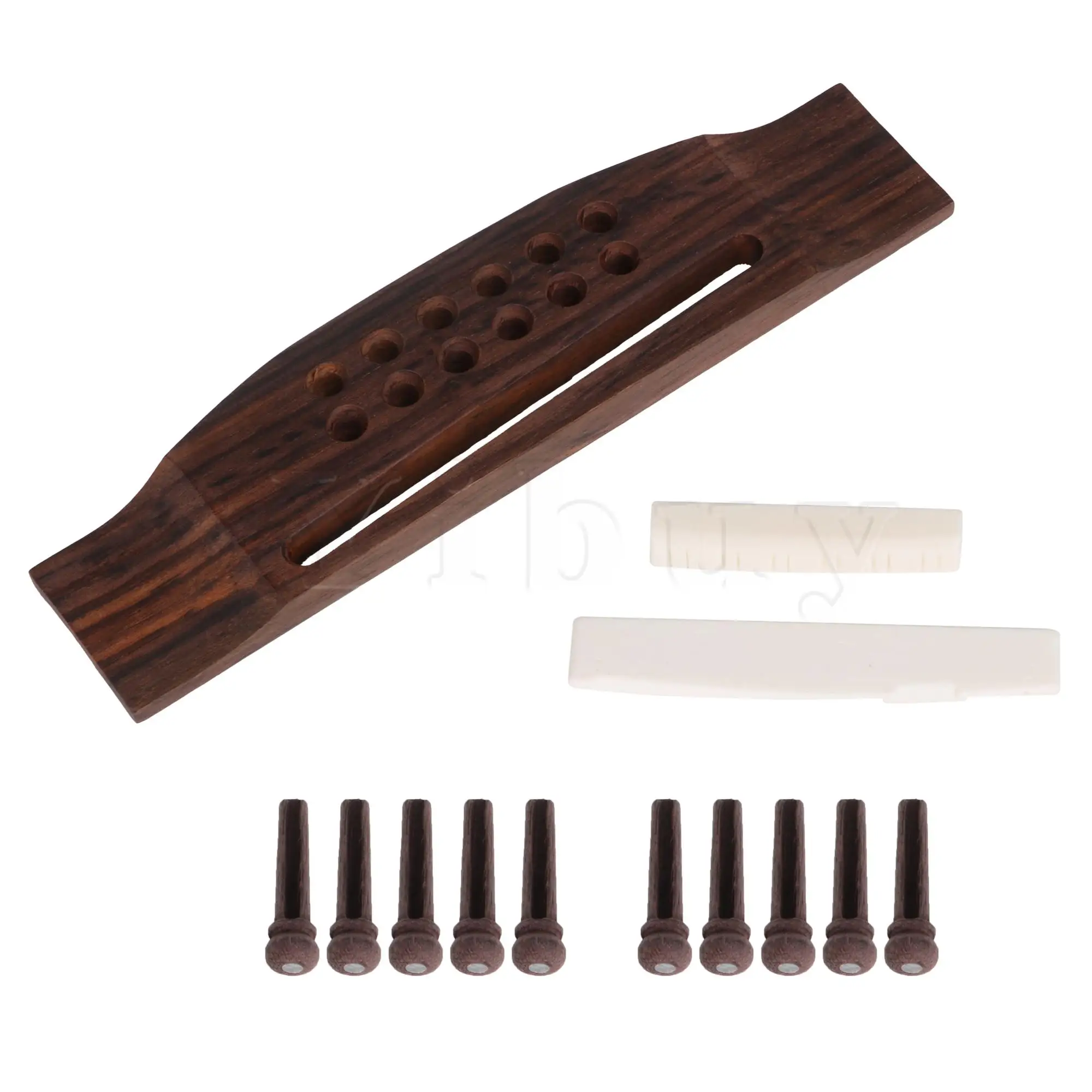

Rosewood Bridge & Pin Bone Saddle & Nut Set for 12 String Folk Guitar