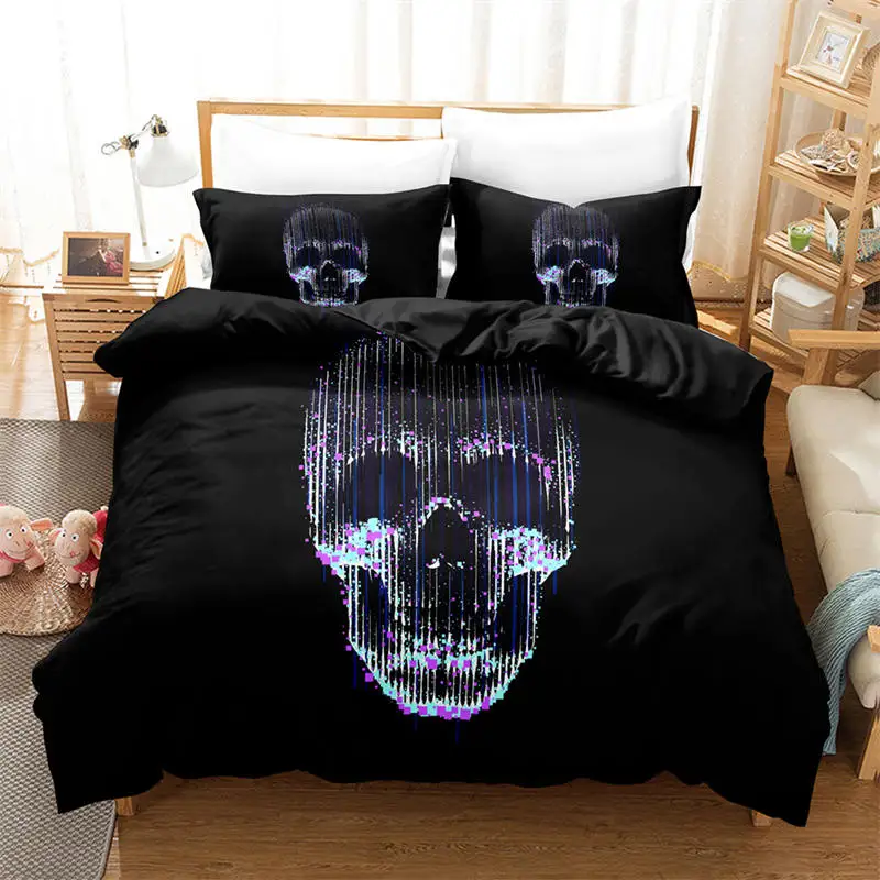 

Черный комплект постельного белья с черепом в готическом стиле