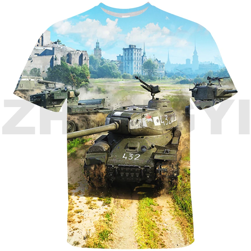 

Popular Game World of Tanks 3D T-shirts Teenager Anime Gerand Tanks Vintage T Shirt Trendy Summer War Thunder Men Clothing Tees