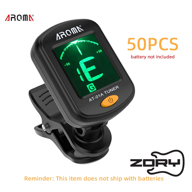 

50PCS AROMA AT-01A Guitar Tuner Rotatable Clip Tuner LCD Display for Chromatic Acoustic Guitar Bass Ukulele Guitar Accessories