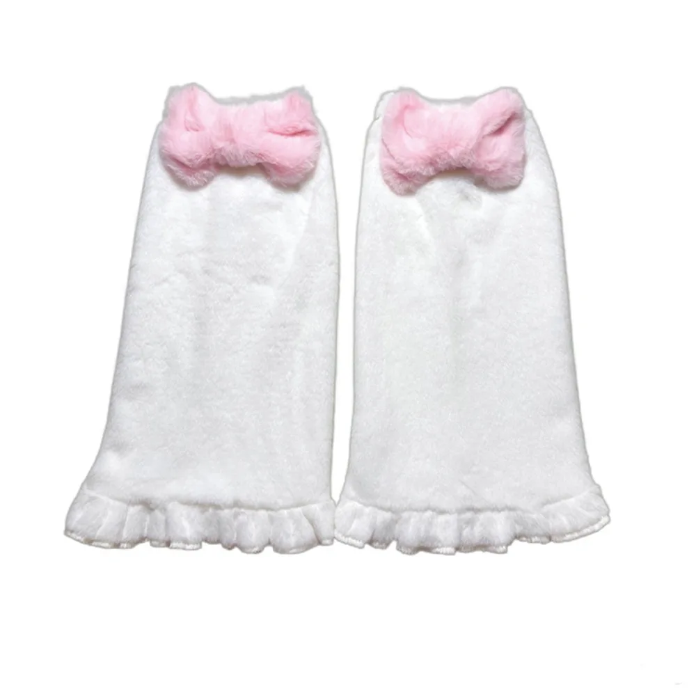 Japanese Harajuku Women Leg Warmers Solid Color Plush Over Knee Socks Girls Sweet Ruffles Leg Socks Winter Velvet Foot Warmer