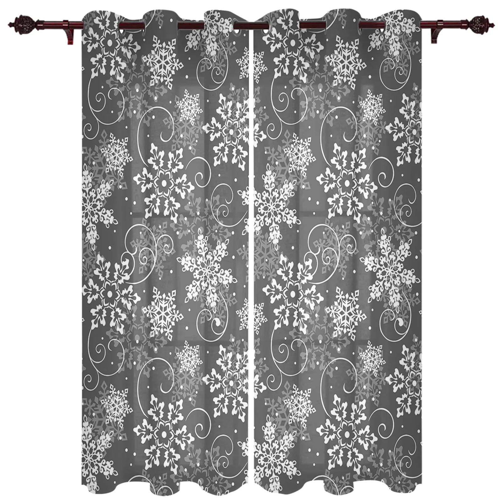 

Рождественские текстурные серые оконные шторы со снежинками для гостиной роскошные шторы для спальни кофейные кухонные декоративные занавески