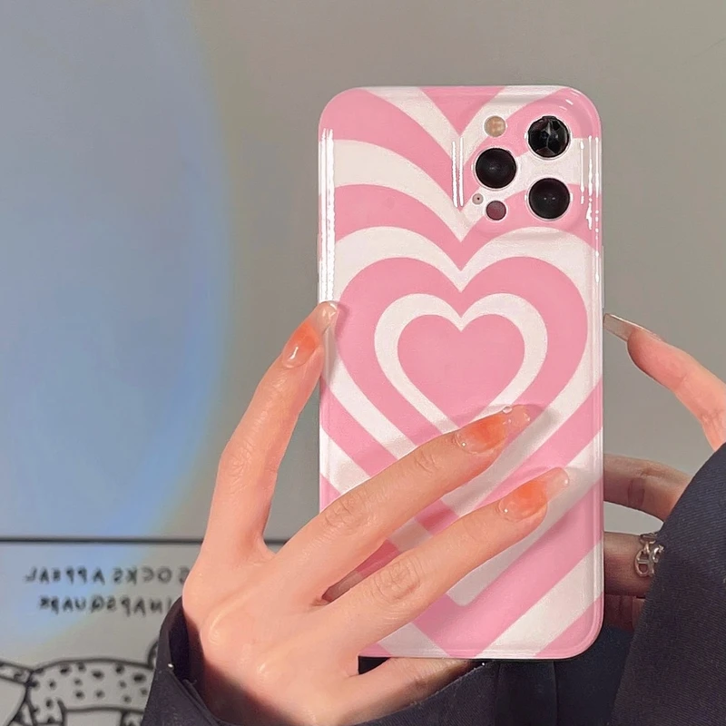 ピンクの格子型携帯電話ケース,iPhone 11 12 13 pro xs max x 7 8 plus用の柔らかく耐衝撃性のバックカバー
