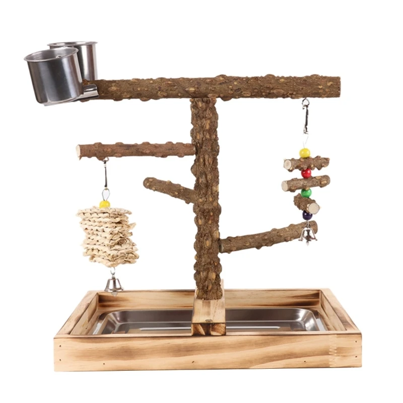 

Pet Bird Cage Perch Stand Swing Parrots Swing Gym Toy с подносом + чашки для еды 090C