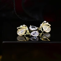 korean style light luxury ladies earrings exquisite simple opal bow high quality womens earrings special day gift new 2022