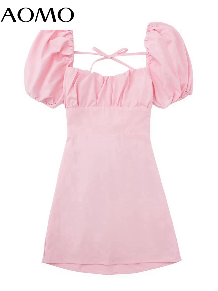 

Женское мини-платье с открытой спиной и завязками, с квадратным вырезом