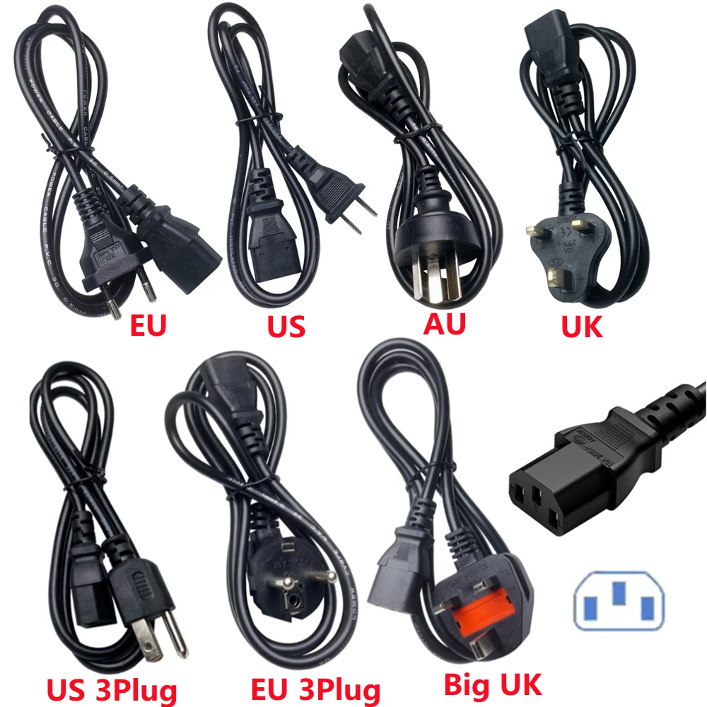 

PC Power Extension Cord 1.2m Schuko EU/US/UK Plug IEC C13 Power Supply Cable For Projector PC Computer Monitor Printer Sony PS4