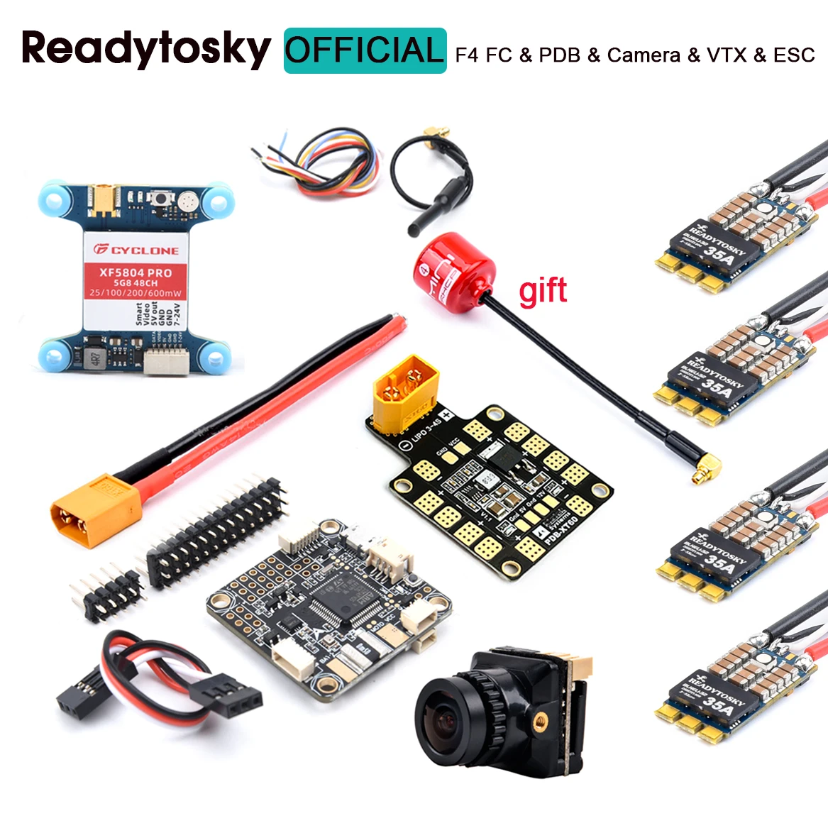 

35A BLHELI-32 32bit ESC & F4 V2 Pro Flight Control & XF5804 PRO & 1500TVL Camera & PDB для FPV Camera Kit Drone Frame