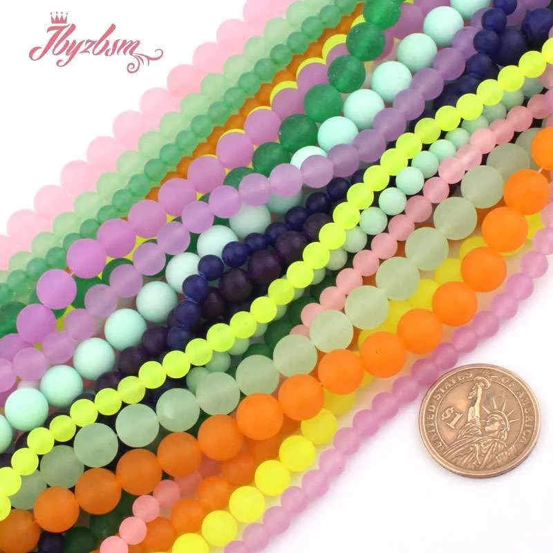 

6,8,10mm Frost Matte Round Jades Beads Ball Loose Stone Beads For DIY Necklace Bracelats Earring Jewelry Making Strand 15"