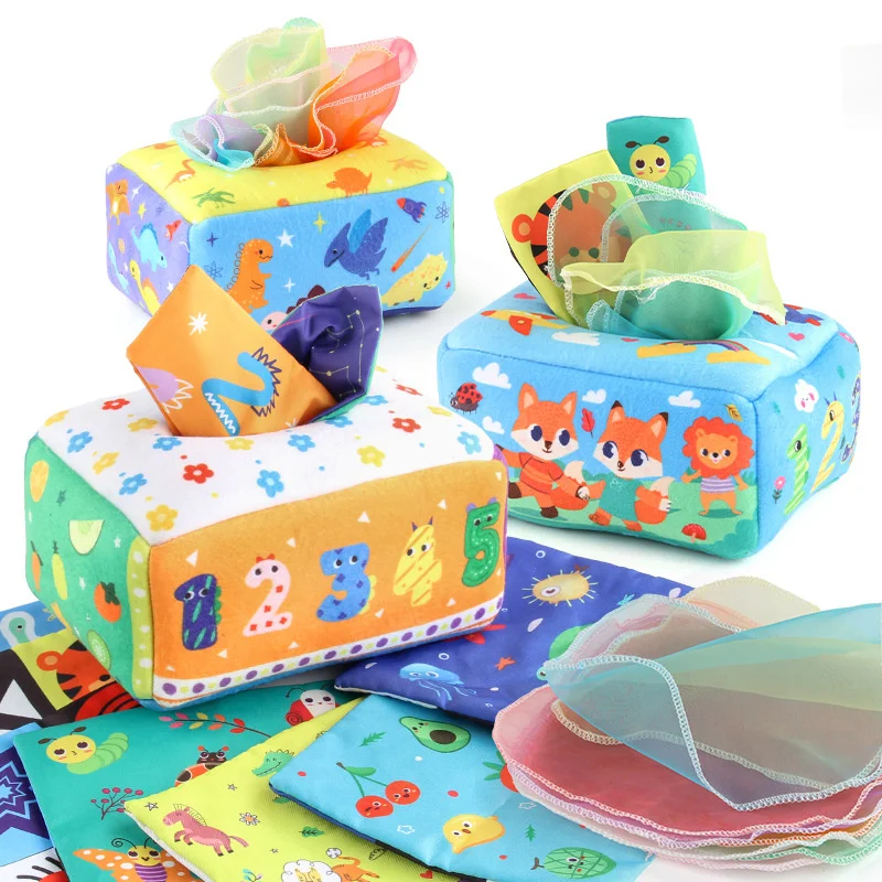 

Снимите бумажный ящик для полотенец, детские книги, для раннего обучения, разрывная Интерактивная звуковая бумага, тканевая книга с хвостом...