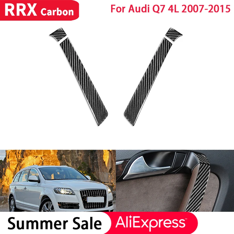 

RRX Car Interior Sticker Rear Door Push Handle Panel Decoration Cover Trim Real Carbon Fiber Sticker for Audi Q7 4L 2007-2015
