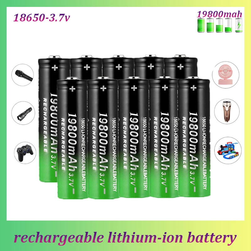 

Аккумуляторная литий-ионная батарея большой емкости 18650 3,7 в 19800 мАч с зарядным устройством 401 для фонарика