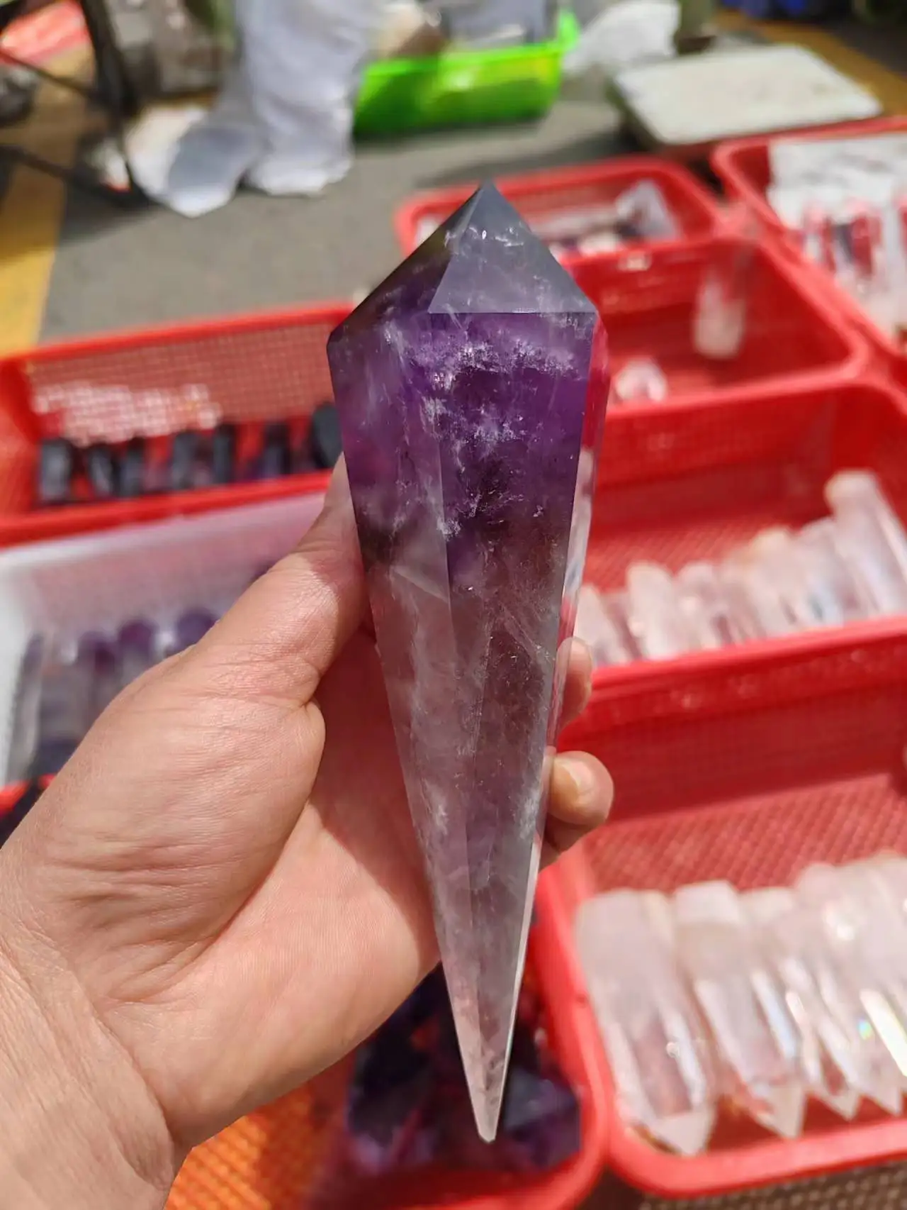 Натуральный Аметист кварцевый кластер Хрустальный стержень образец скипетр